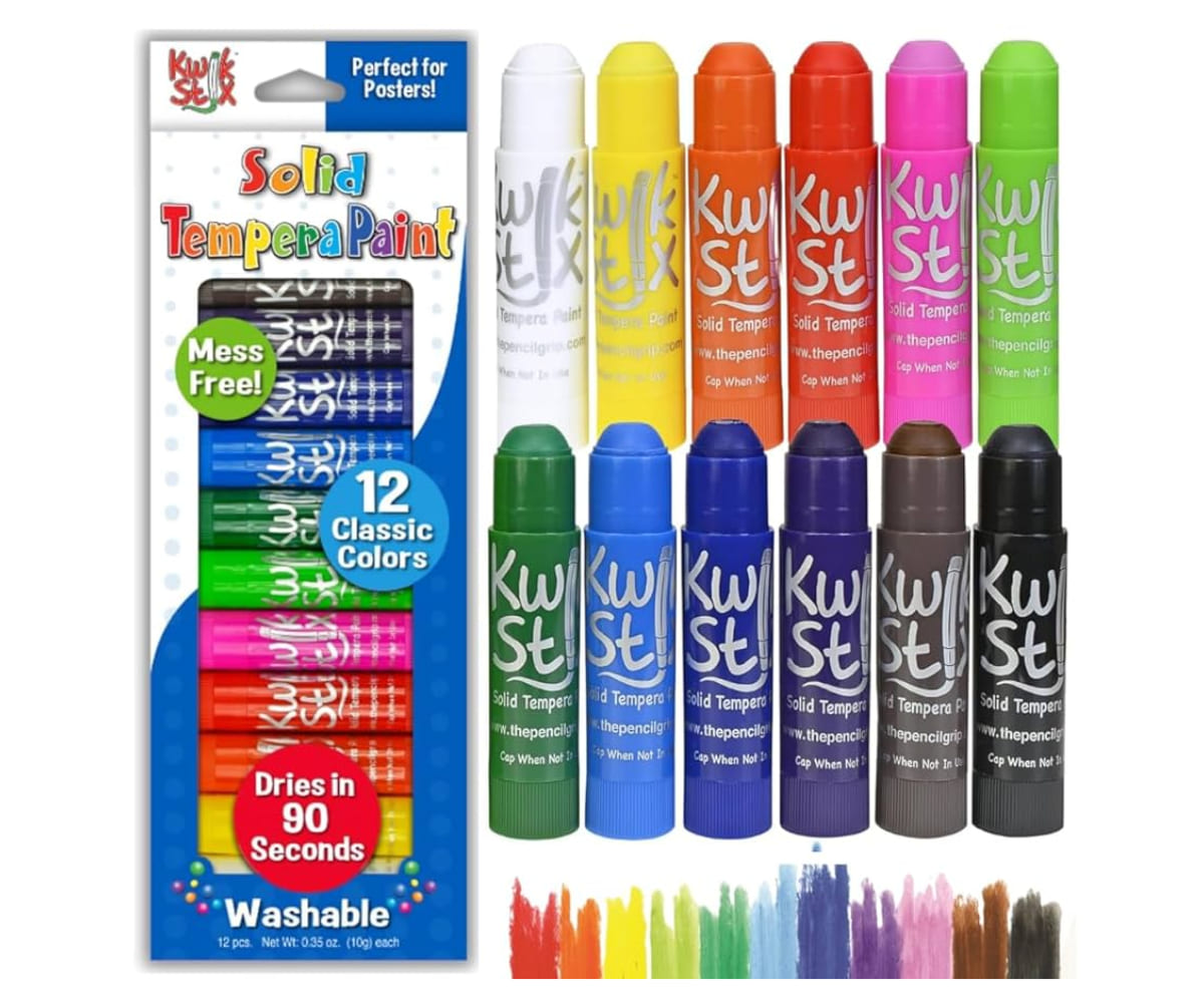Kwik Stix Solid Tempera Paint Sticks, Single Color Pack, Black, 12 Per Pack 2 Packs